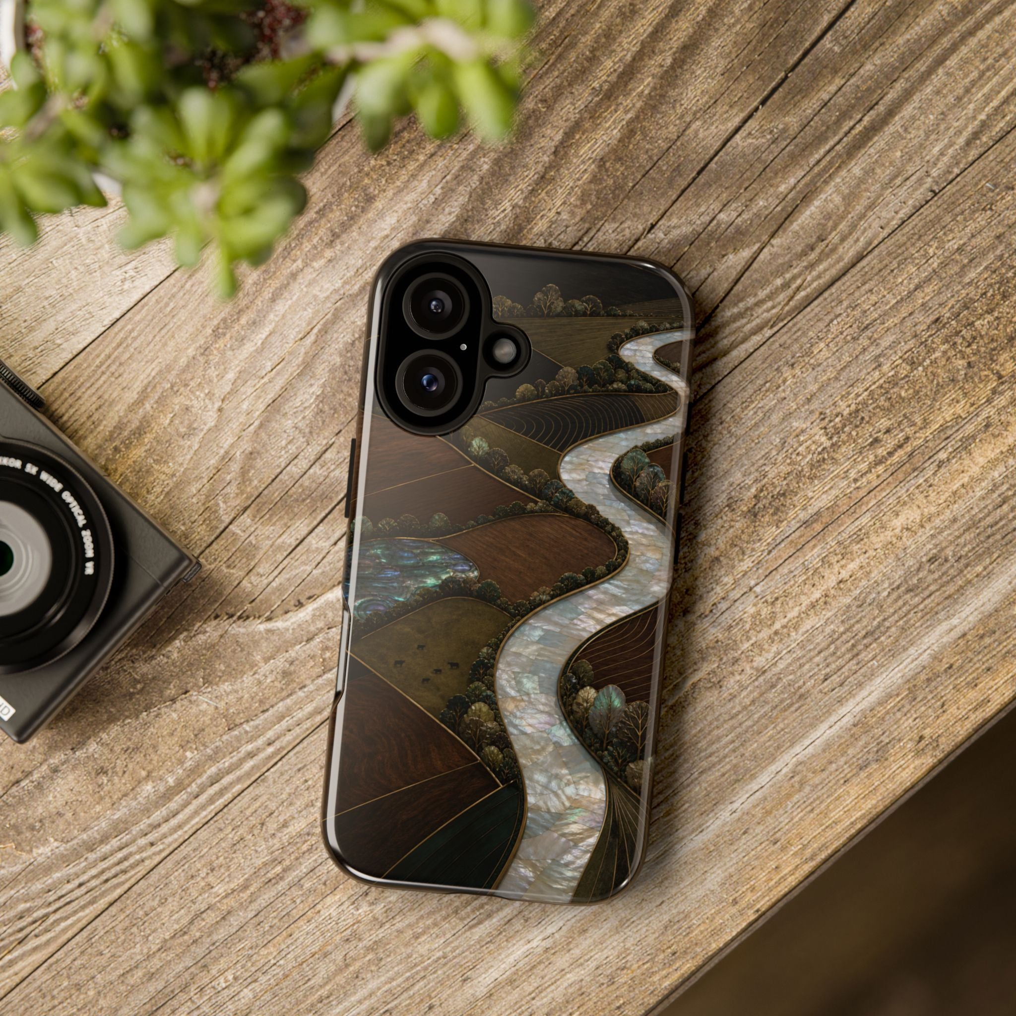 iPhone Case – River Fields Mother of Pearl | Tough Dual-Layer Case, iPhone 11–17