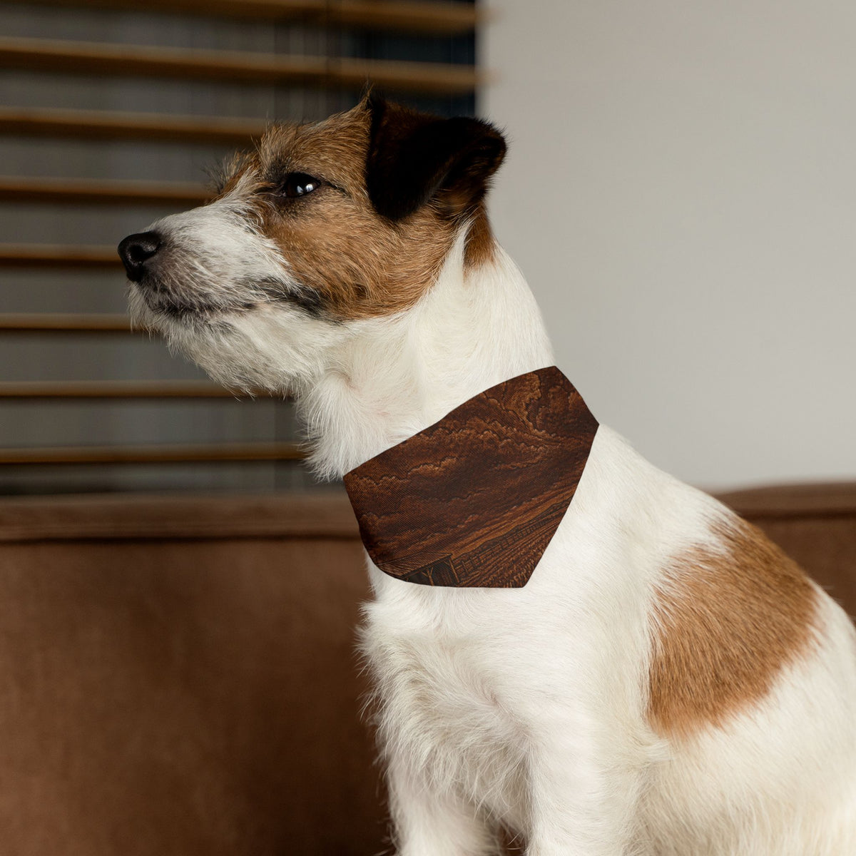 Windmill Dog Bandana Collar – Embossed Leather Windmill | Machine-Washable, S–XL