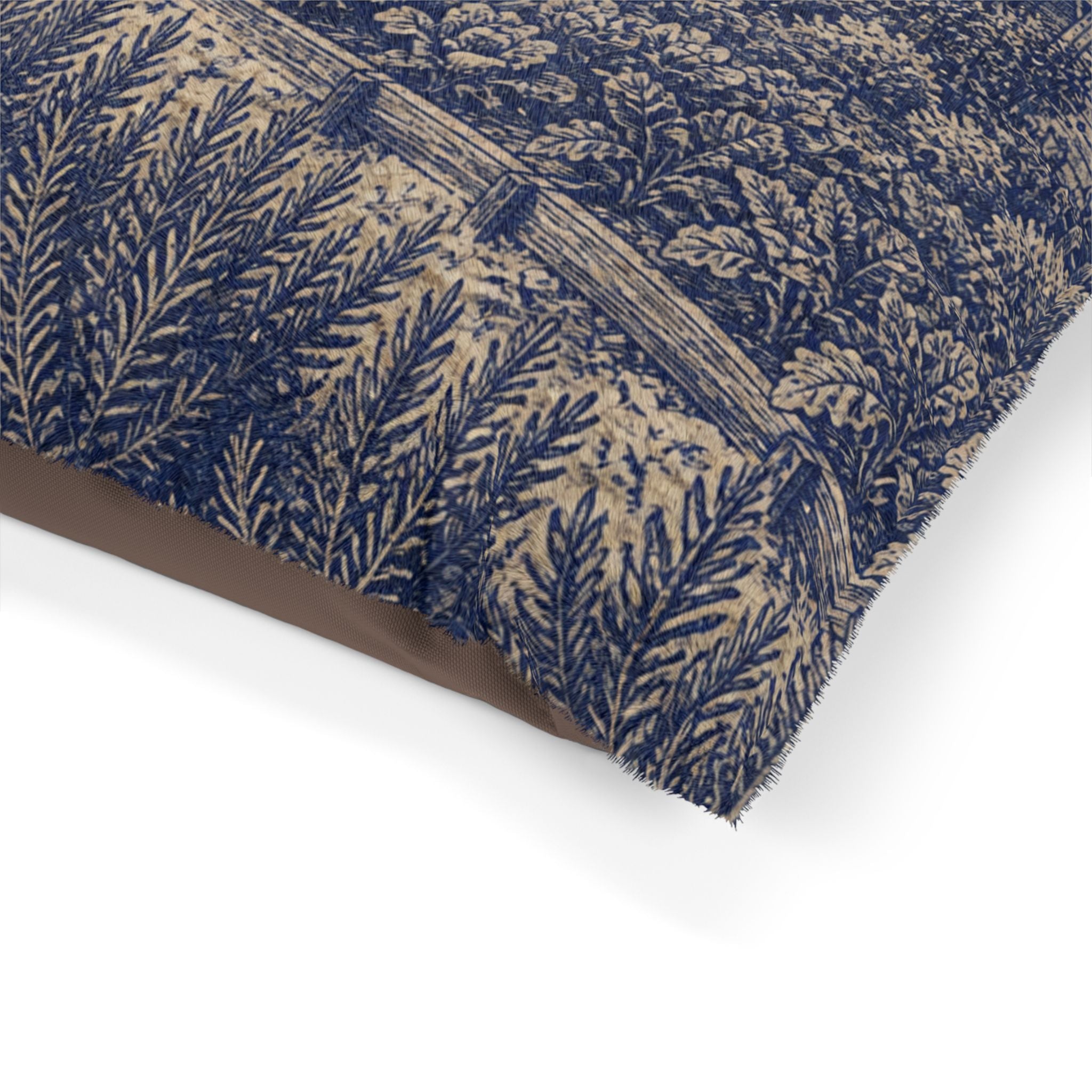 Washable Dog Bed – Transferware Kitchen Garden | Soft Fleece Pet Bed, 3 Sizes