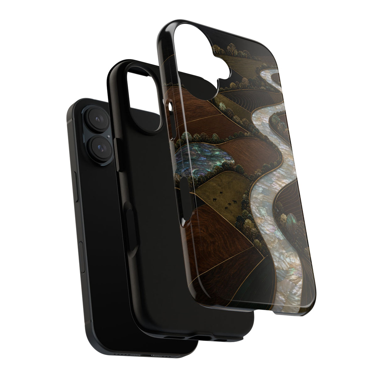 iPhone Case – River Fields Mother of Pearl | Tough Dual-Layer Case, iPhone 11–17