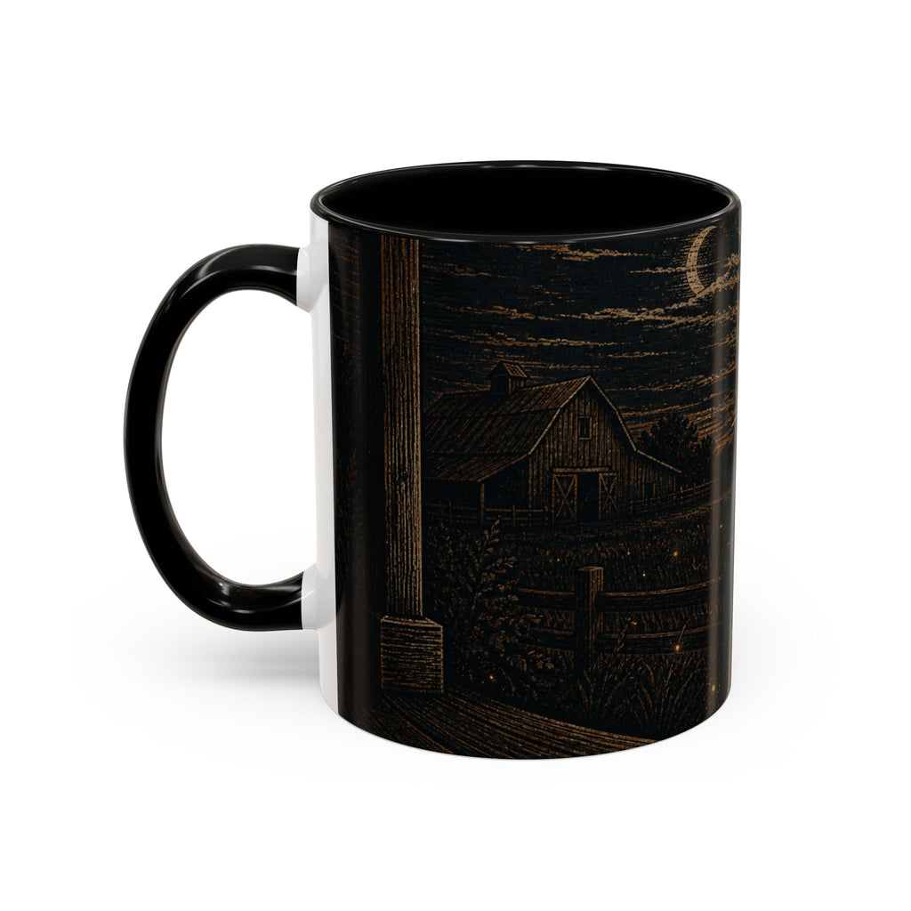 Firefly Farmhouse Coffee Mug – Night Linocut Fireflies | Ceramic Accent Mug, 11oz or 15oz