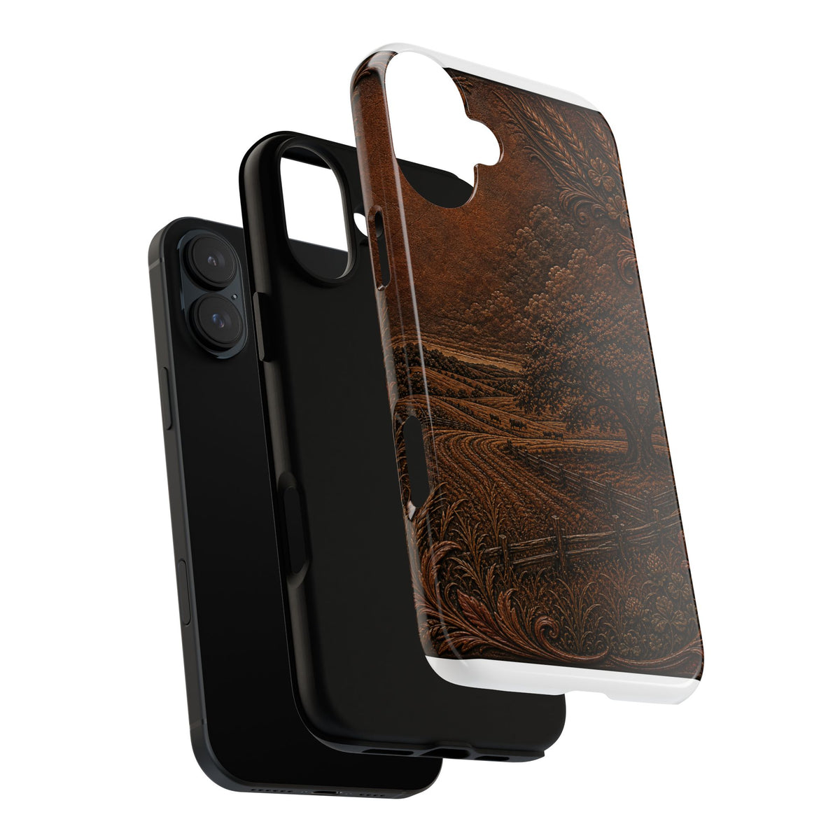 iPhone Case – Tooled Field Landscape | Tough Dual-Layer Case, iPhone 11–17