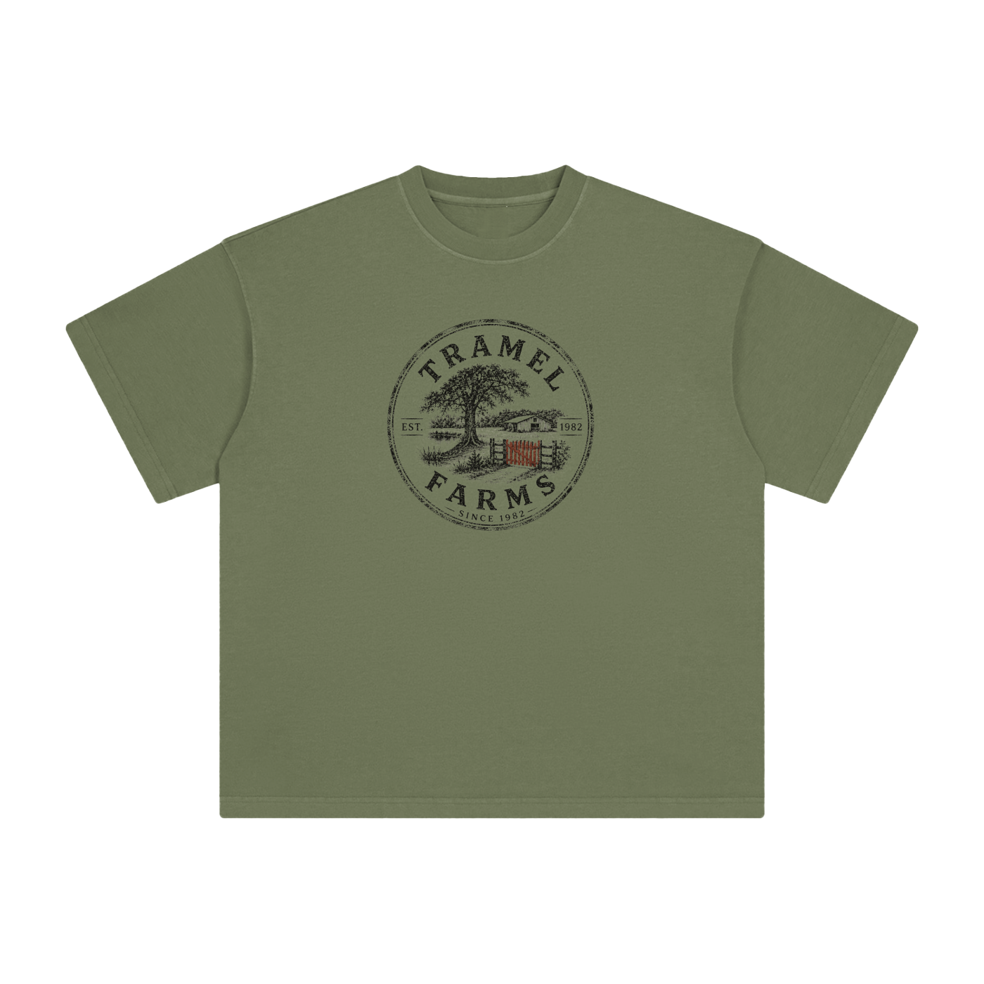 Tramel Farms Badge Tee — Heavyweight Vintage Wash