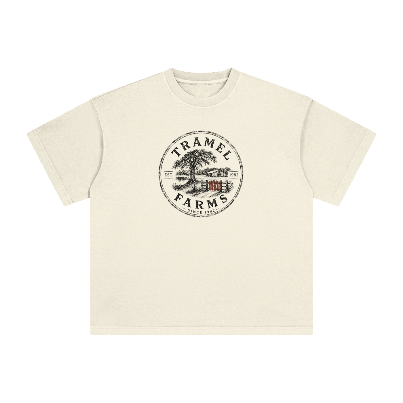 Tramel Farms Badge Tee — Heavyweight Vintage Wash