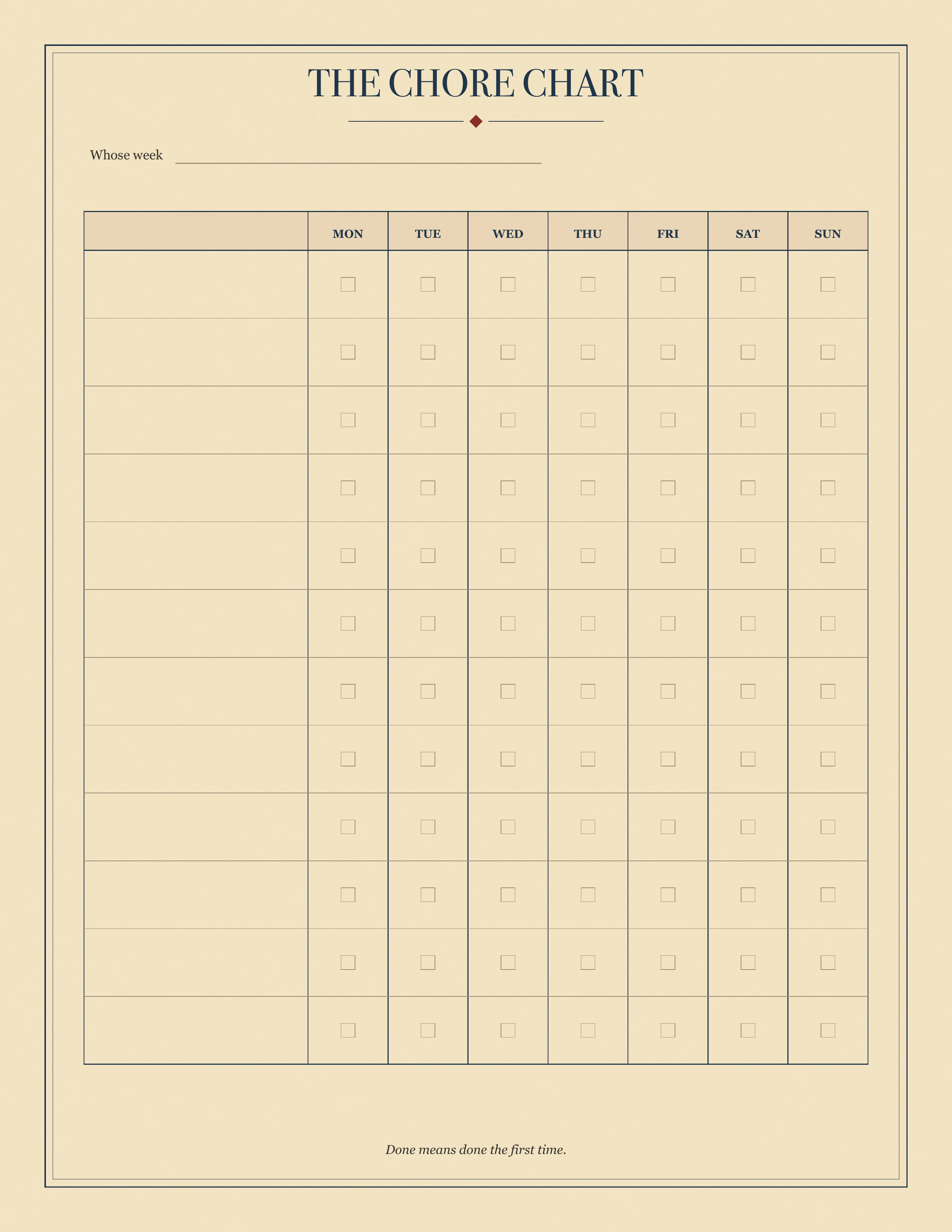 The Chore Chart, full sheet