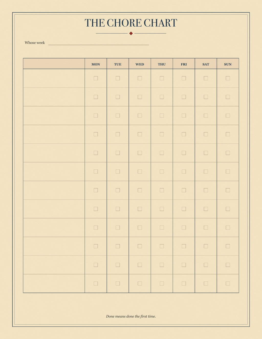 The Chore Chart sheet