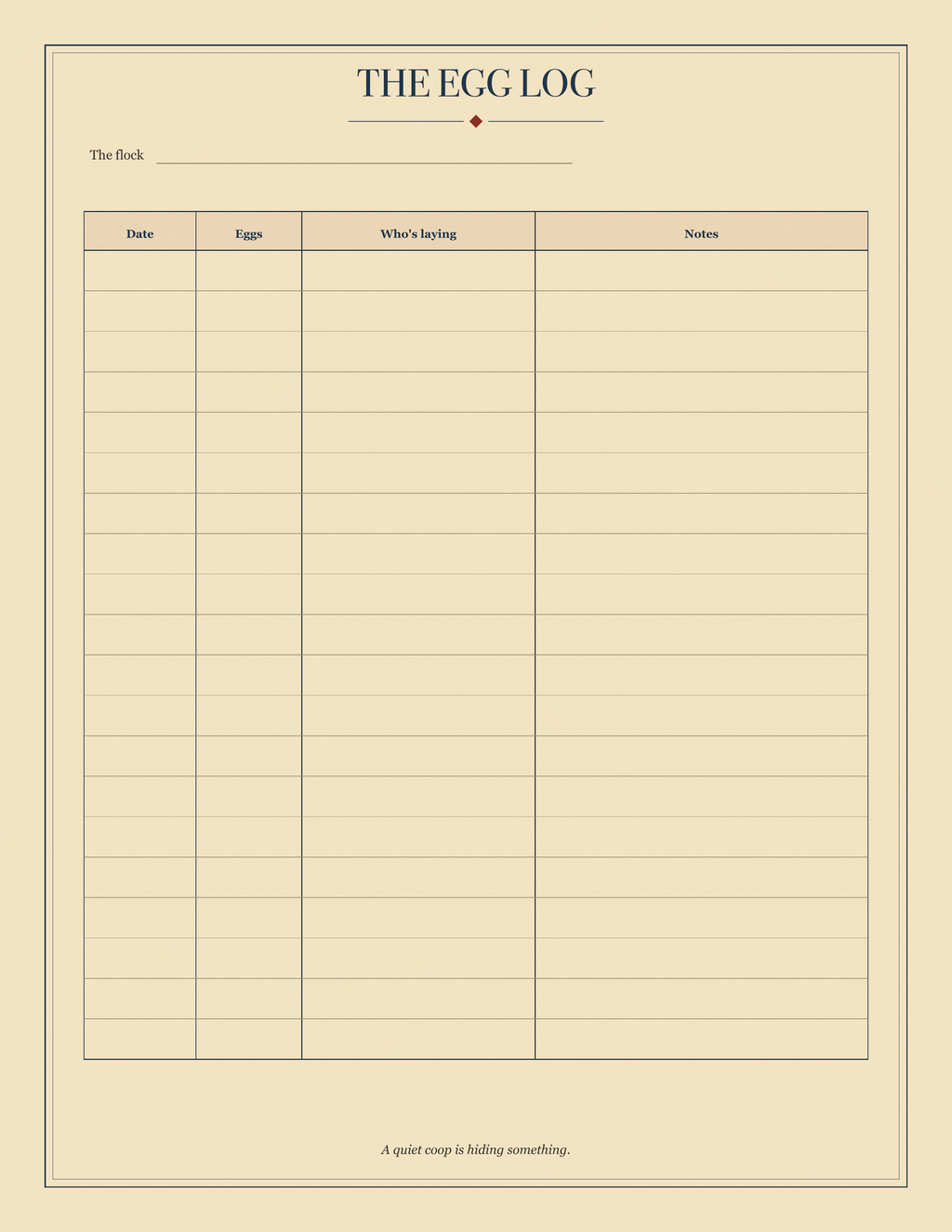 The Egg Log, full sheet