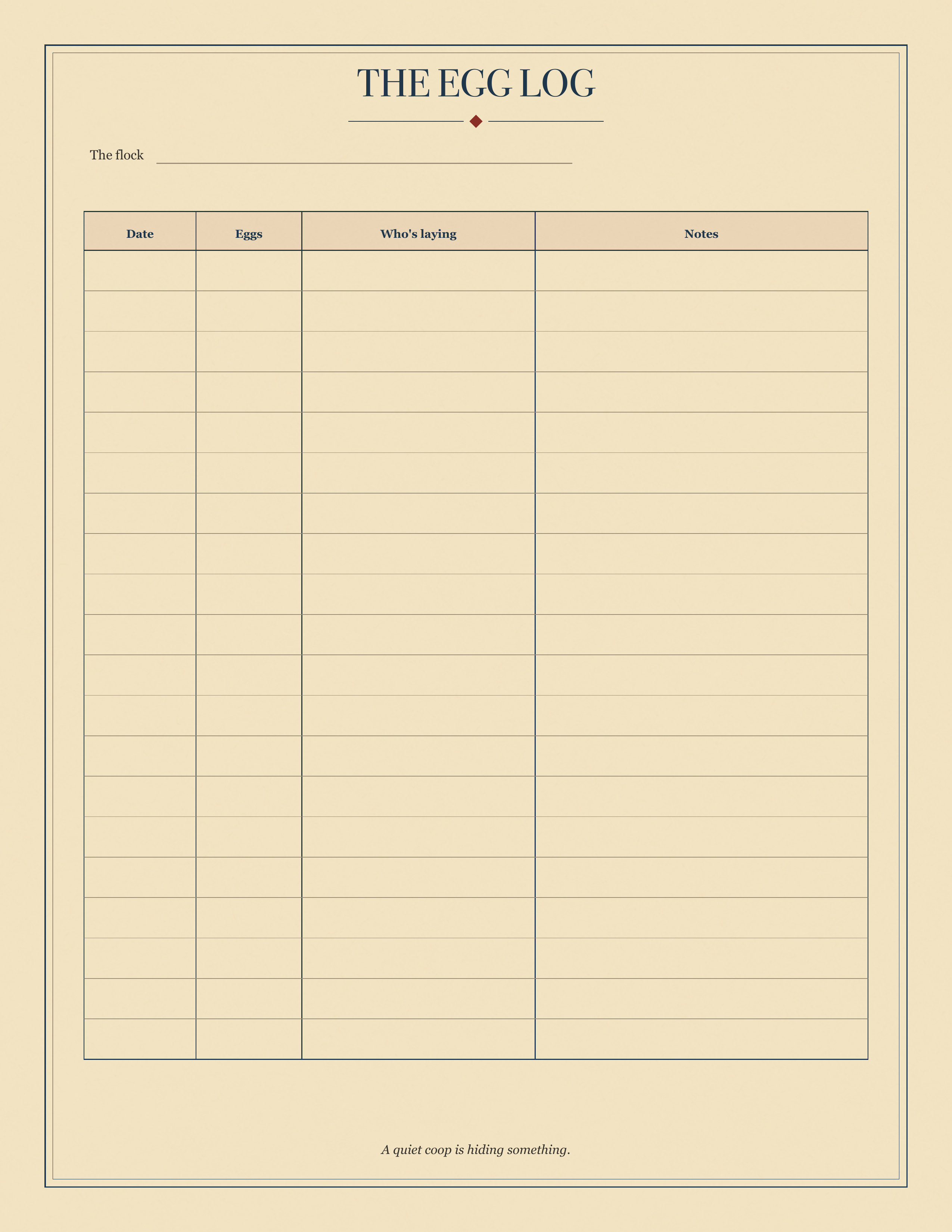 The Egg Log, full sheet